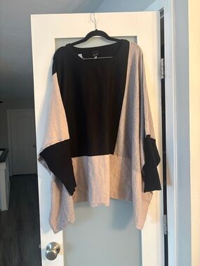Colorblock Black and Taupe Women's Tunic Top